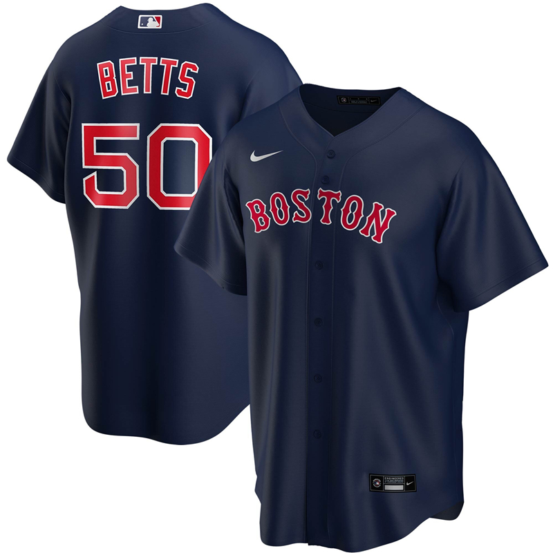 2020 MLB Men Boston Red Sox 50 Mookie Betts Nike Navy Alternate 2020 Replica Player Jersey 1